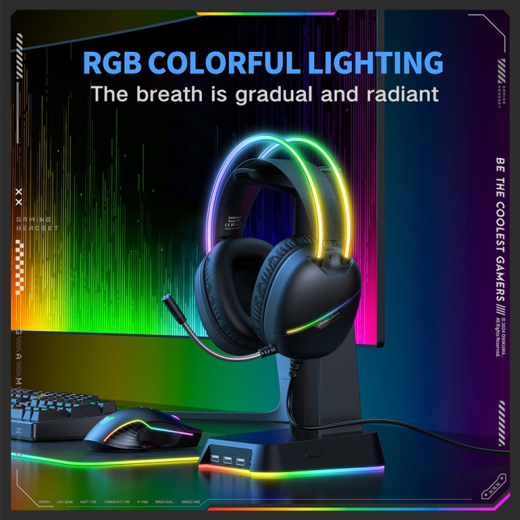 ONIKUMA X33 Head-mounted RGB Light E-Sports Gaming Headset, Cable Length: 2m(Black) - Multimedia Headset by ONIKUMA | Online Shopping UK | buy2fix