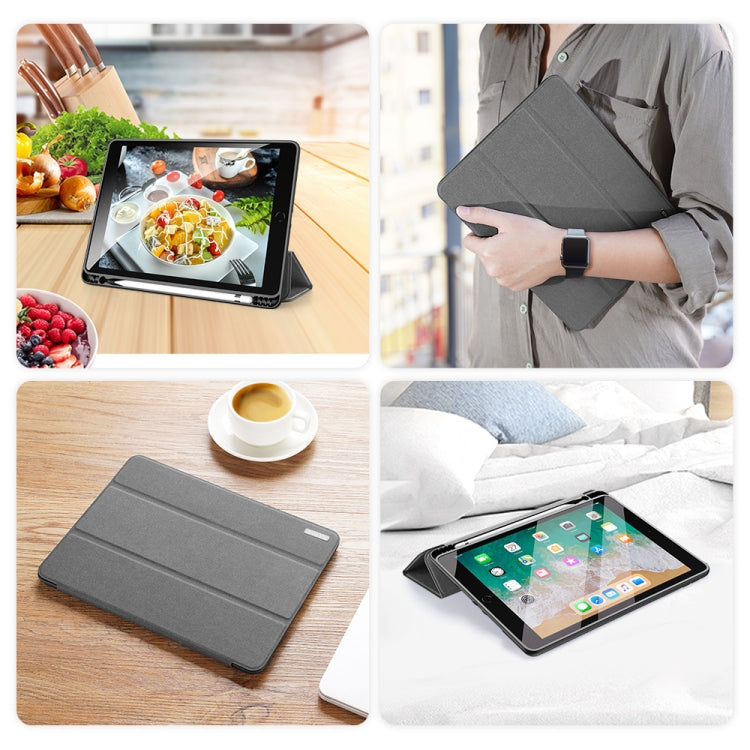 For iPad 9.7 inch(2017)/9.7 inch(2018)/iPad 6 DUX DUCIS Domo Series Horizontal Flip Magnetic PU Leather Case with Three-folding Holder & Pen Slot(Gray) - iPad 9.7 (2018) & (2017) Cases by DUX DUCIS | Online Shopping UK | buy2fix