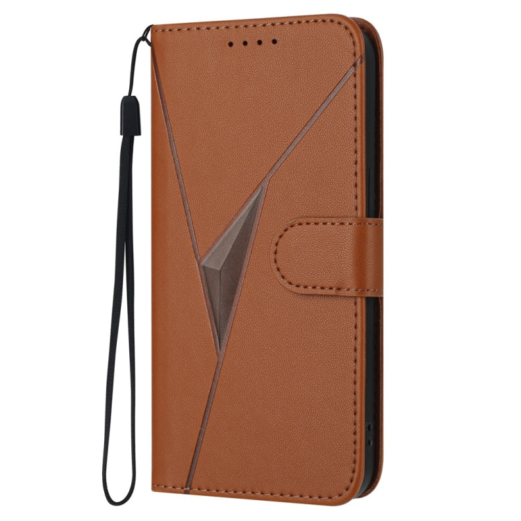 For Samsung Galaxy S25+ 5G Triangle Pattern Buckle Clasp Leather Phone Case(Brown) - Galaxy S25+ 5G Cases by buy2fix | Online Shopping UK | buy2fix