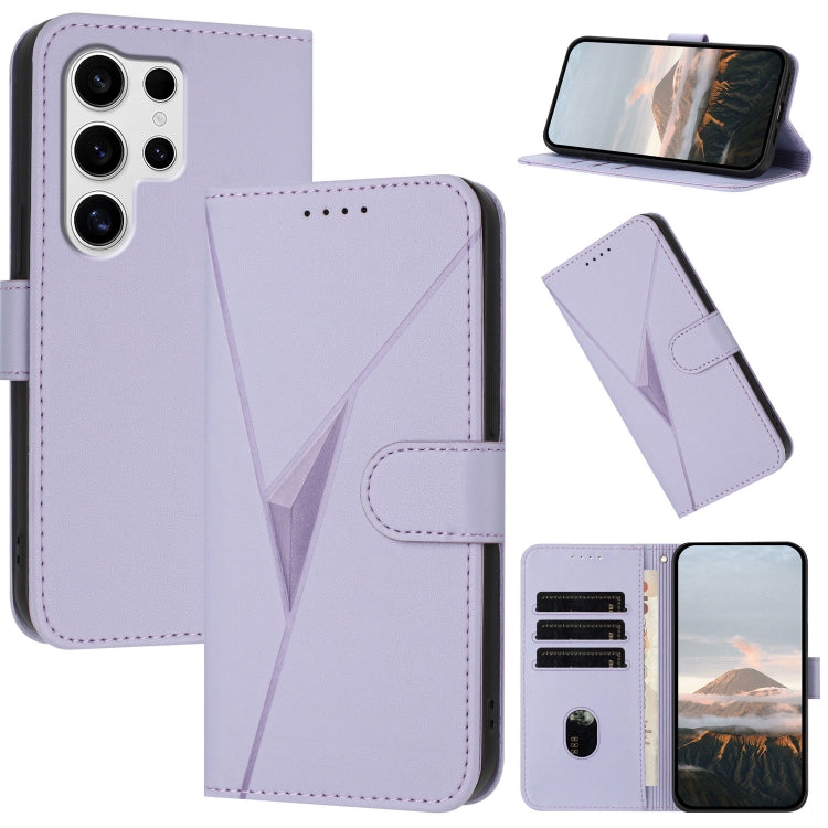 For Samsung Galaxy S25 Ultra 5G Triangle Pattern Buckle Clasp Leather Phone Case(Light Purple) - Galaxy S25 Ultra 5G Cases by buy2fix | Online Shopping UK | buy2fix