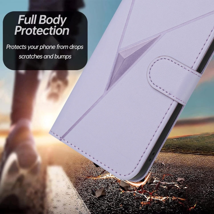 For Samsung Galaxy S25 Ultra 5G Triangle Pattern Buckle Clasp Leather Phone Case(Light Purple) - Galaxy S25 Ultra 5G Cases by buy2fix | Online Shopping UK | buy2fix