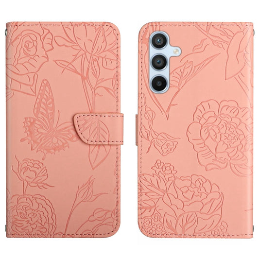 For Samsung Galaxy S25 5G Skin Feel Butterfly Embossed Flip Leather Phone Case(Pink) - Galaxy S25 5G Cases by buy2fix | Online Shopping UK | buy2fix