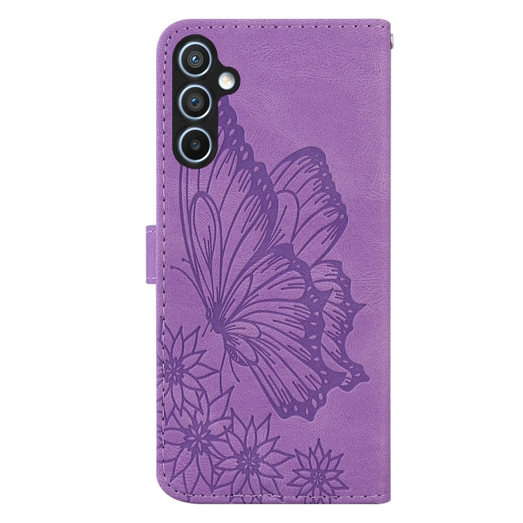 For Samsung Galaxy S25 5G Retro Skin Feel Butterflies Embossing Horizontal Flip Leather Phone Case(Purple) - Galaxy S25 5G Cases by buy2fix | Online Shopping UK | buy2fix