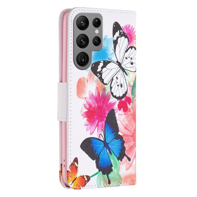 For Samsung Galaxy S25 Ultra 5G Colored Drawing Pattern Leather Phone Case(Butterflies) - Galaxy S25 Ultra 5G Cases by buy2fix | Online Shopping UK | buy2fix