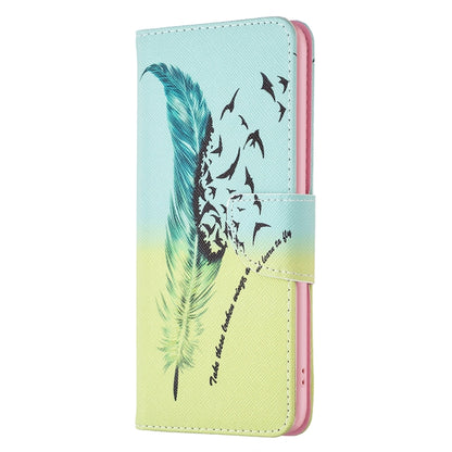 For Samsung Galaxy S25 Ultra 5G Colored Drawing Pattern Leather Phone Case(Feather) - Galaxy S25 Ultra 5G Cases by buy2fix | Online Shopping UK | buy2fix