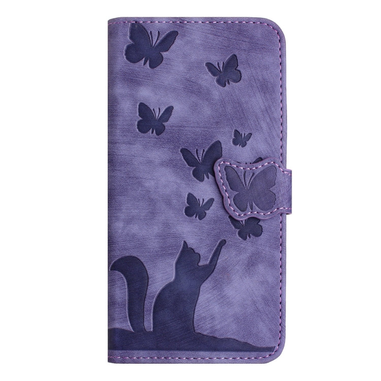 For Samsung Galaxy S25 Ultra 5G Butterfly Cat Embossing Flip Leather Phone Case(Purple) - Galaxy S25 Ultra 5G Cases by buy2fix | Online Shopping UK | buy2fix