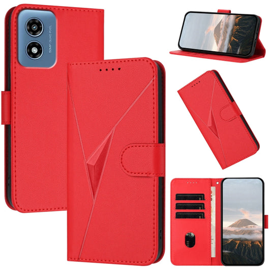 For Motorola Moto G Play 4G 2024 Triangle Pattern Buckle Clasp Leather Phone Case(Red) - Motorola Cases by buy2fix | Online Shopping UK | buy2fix