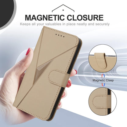 For Motorola Moto G Play 4G 2024 Triangle Pattern Buckle Clasp Leather Phone Case(Gold) - Motorola Cases by buy2fix | Online Shopping UK | buy2fix