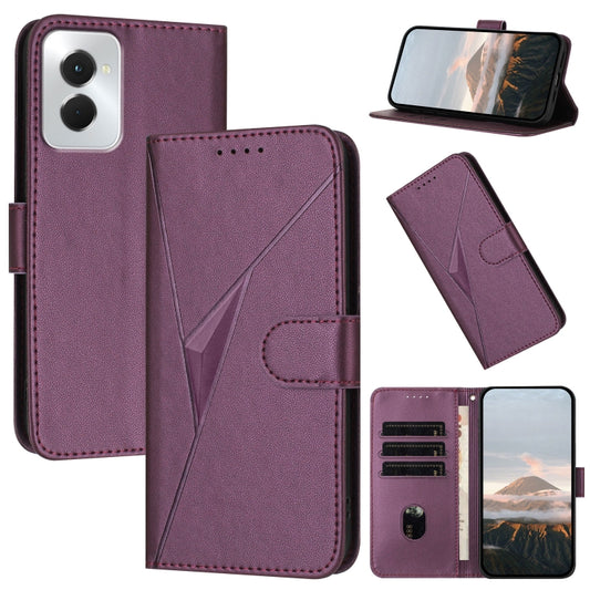 For Motorola Moto G Power 2024 Triangle Pattern Buckle Clasp Leather Phone Case(Dark Purple) - Motorola Cases by buy2fix | Online Shopping UK | buy2fix