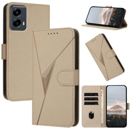 For Motorola Moto G 5G 2024 Triangle Pattern Buckle Clasp Leather Phone Case(Gold) - Motorola Cases by buy2fix | Online Shopping UK | buy2fix