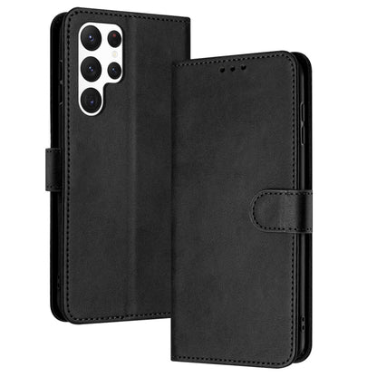 For Samsung Galaxy S25 Ultra 5G Solid Calf Texture Flip Leather Phone Case(Black) - Galaxy S25 Ultra 5G Cases by buy2fix | Online Shopping UK | buy2fix