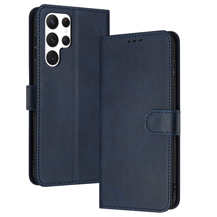 For Samsung Galaxy S25 Ultra 5G Solid Calf Texture Flip Leather Phone Case(Dark Blue) - Galaxy S25 Ultra 5G Cases by buy2fix | Online Shopping UK | buy2fix