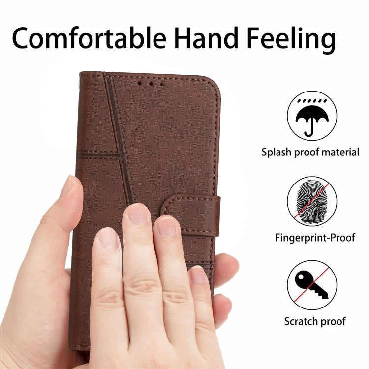 For Samsung Galaxy S25 Ultra 5G Stitching Calf Texture Buckle Leather Phone Case(Brown) - Galaxy S25 Ultra 5G Cases by buy2fix | Online Shopping UK | buy2fix