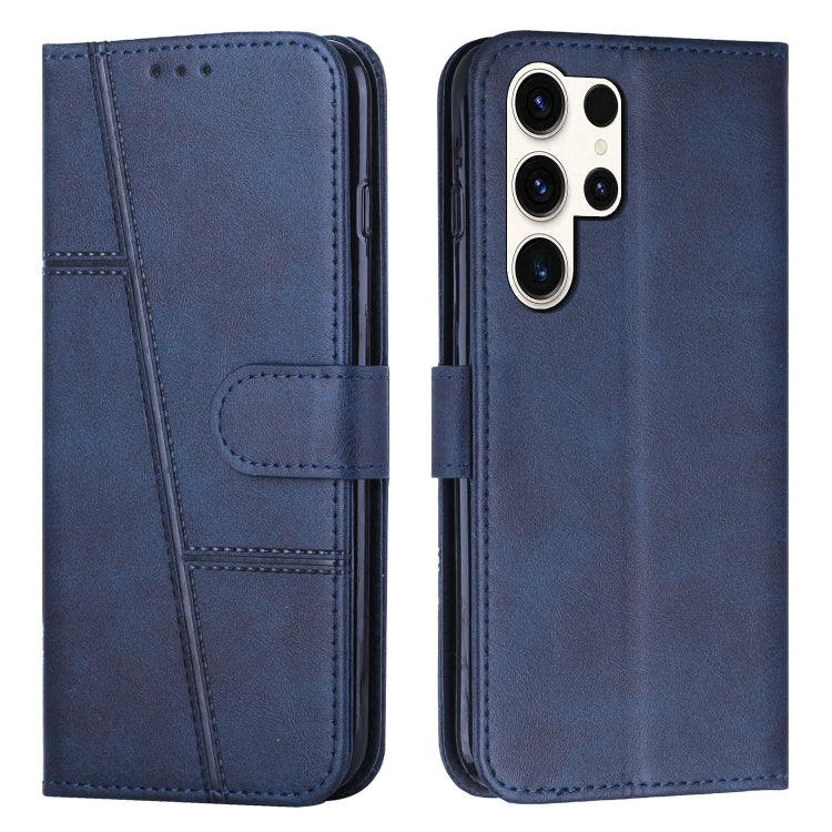 For Samsung Galaxy S25 Ultra 5G Stitching Calf Texture Buckle Leather Phone Case(Blue) - Galaxy S25 Ultra 5G Cases by buy2fix | Online Shopping UK | buy2fix