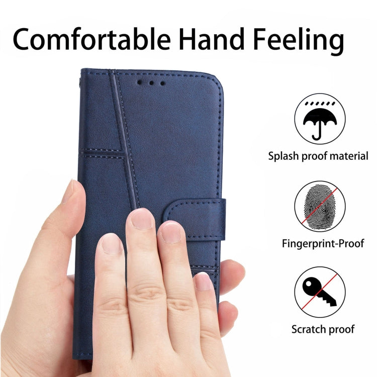 For Samsung Galaxy S25 / S24 5G Stitching Calf Texture Buckle Leather Phone Case(Blue) - Galaxy S25 5G Cases by buy2fix | Online Shopping UK | buy2fix