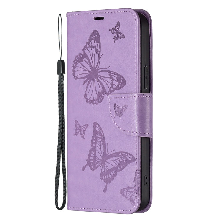 For Samsung Galaxy S25 5G Embossing Two Butterflies Pattern Leather Phone Case(Purple) - Galaxy S25 5G Cases by buy2fix | Online Shopping UK | buy2fix