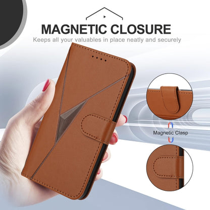 For Tecno Spark Go 2024 Triangle Pattern Buckle Clasp Leather Phone Case(Brown) - Tecno Cases by buy2fix | Online Shopping UK | buy2fix