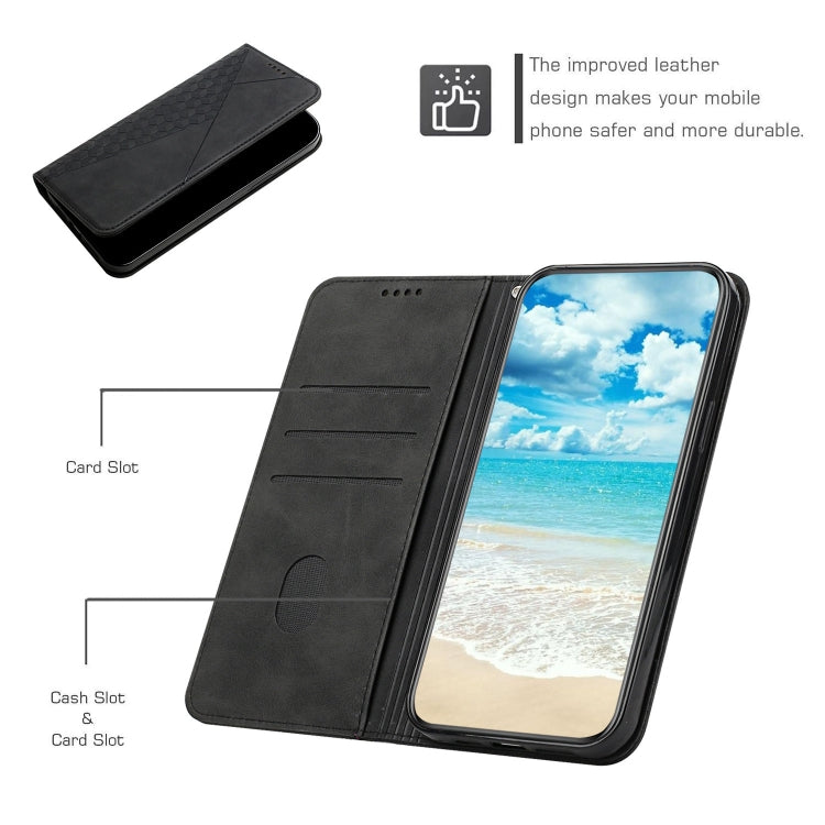 For Samsung Galaxy S25 Ultra 5G Diamond Splicing Skin Feel Magnetic Leather Phone Case(Black) - Galaxy S25 Ultra 5G Cases by buy2fix | Online Shopping UK | buy2fix