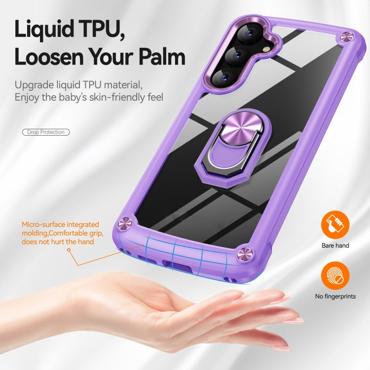 For Samsung Galaxy S25 5G TPU + PC Lens Protection Phone Case with Ring Holder(Purple) - Galaxy S25 5G Cases by buy2fix | Online Shopping UK | buy2fix