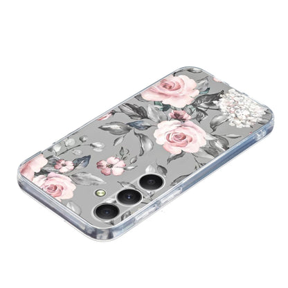 For Samsung Galaxy S25 FE 5G Colorful Painting Pattern TPU Phone Case(Flowers On Grey) - Galaxy Phone Cases by buy2fix | Online Shopping UK | buy2fix