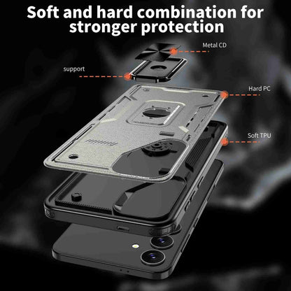 For Samsung Galaxy S25 Ultra 5G Ring Holder PC Hybrid TPU Phone Case(Titanium Grey) - Galaxy S25 Ultra 5G Cases by buy2fix | Online Shopping UK | buy2fix