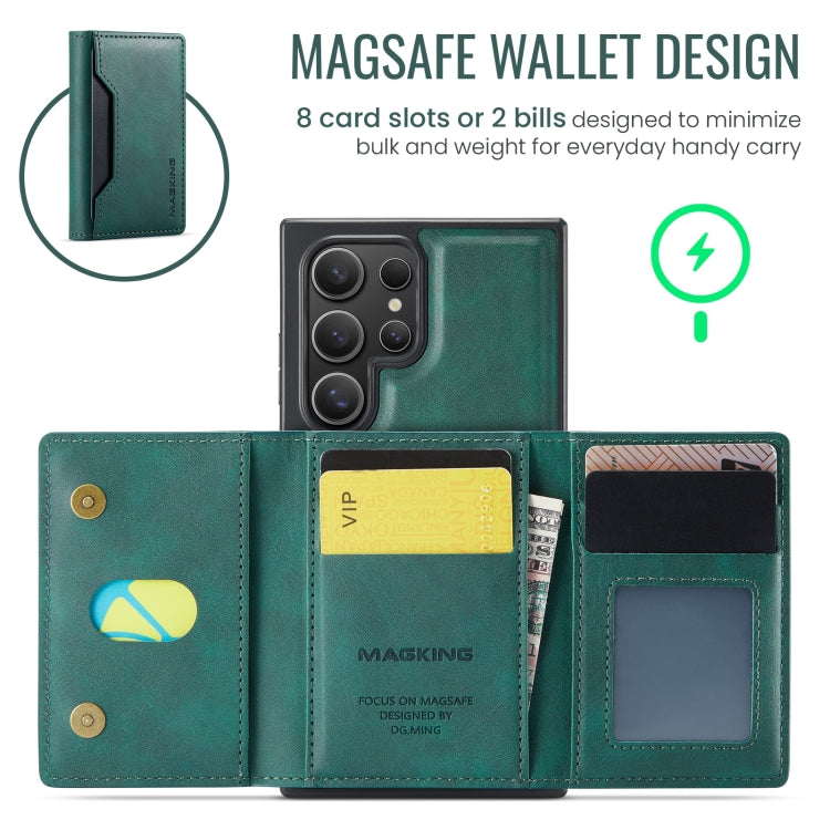 For Samsung Galaxy S23 Ultra 5G DG.MING MAGKING-K2 Series MagSafe RFID Card Bag Detachable Phone Case(Green) - Galaxy S23 Ultra 5G Cases by DG.MING | Online Shopping UK | buy2fix