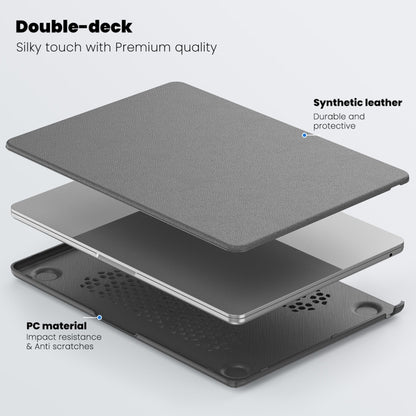 For MacBook Air 13.6 inch A3113 / A2681 Business Magnetic Holder PC + PU Laptop Protective Case(Grey) - MacBook Air Cases by buy2fix | Online Shopping UK | buy2fix