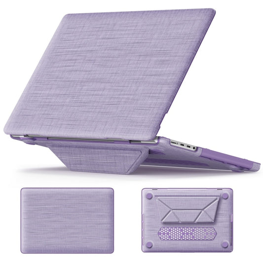 For MacBook Pro 14 inch A2918 / A2992 Fabric Magnetic Holder Laptop Protective Case(Purple) - MacBook Pro Cases by buy2fix | Online Shopping UK | buy2fix