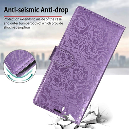 For Samsung Galaxy S25 Ultra 5G Peony Flowers Imprint Leather Phone Case(Purple) - Galaxy S25 Ultra 5G Cases by buy2fix | Online Shopping UK | buy2fix