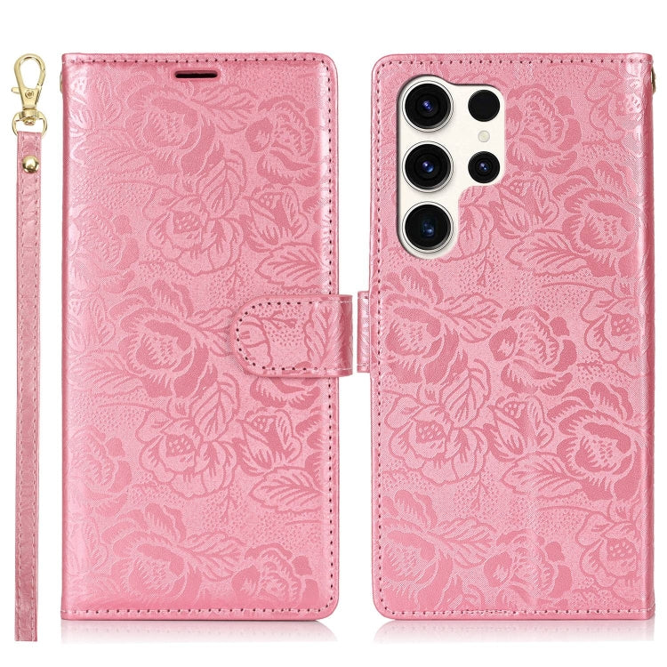 For Samsung Galaxy S25 Ultra 5G Peony Flowers Imprint Leather Phone Case(Pink) - Galaxy S25 Ultra 5G Cases by buy2fix | Online Shopping UK | buy2fix