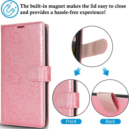 For Samsung Galaxy S25 Ultra 5G Peony Flowers Imprint Leather Phone Case(Pink) - Galaxy S25 Ultra 5G Cases by buy2fix | Online Shopping UK | buy2fix