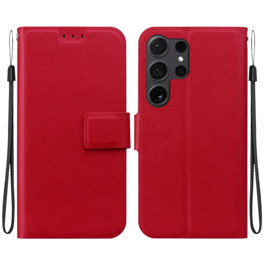 For Samsung Galaxy S25 Ultra 5G Ultra-thin Voltage Magnetic Buckle Leather Phone Case(Red) - Galaxy S25 Ultra 5G Cases by buy2fix | Online Shopping UK | buy2fix