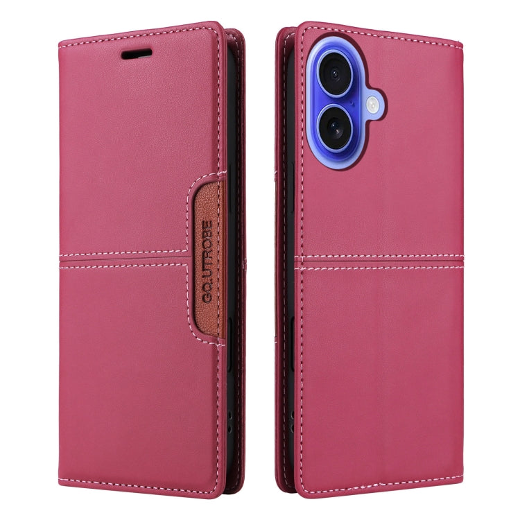 For iPhone 16 Plus GQUTROBE G01 RFID Anti-theft Leather Phone Case(Red) - iPhone 16 Plus Cases by GQUTROBE | Online Shopping UK | buy2fix