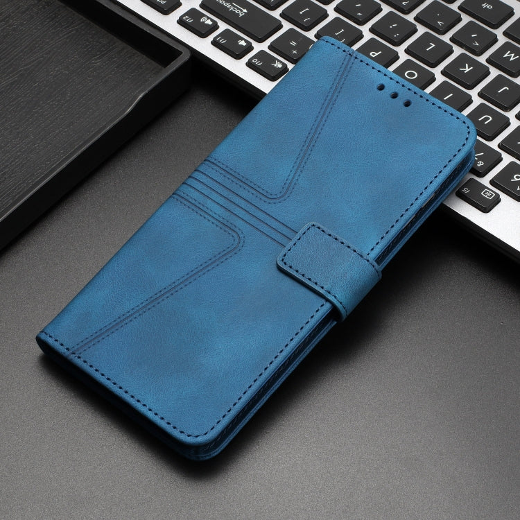 For Samsung Galaxy S25 5G Triangle Solid Color Leather Phone Case(Blue) - Galaxy S25 5G Cases by buy2fix | Online Shopping UK | buy2fix