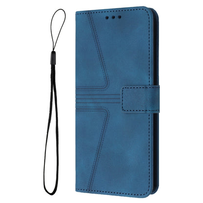 For Samsung Galaxy S25 5G Triangle Solid Color Leather Phone Case(Blue) - Galaxy S25 5G Cases by buy2fix | Online Shopping UK | buy2fix