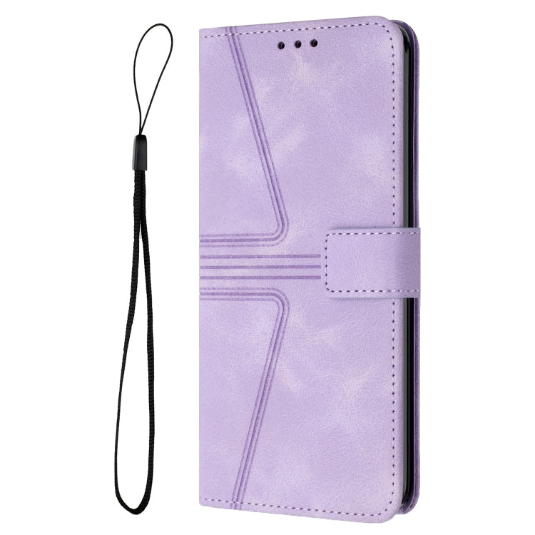 For Samsung Galaxy S25+5G Triangle Solid Color Leather Phone Case(Purple) - Galaxy S25+ 5G Cases by buy2fix | Online Shopping UK | buy2fix