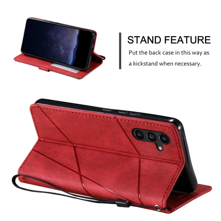 For Samsung Galaxy S25 5G Skin Feel Splicing Leather Phone Case(Red) - Galaxy S25 5G Cases by buy2fix | Online Shopping UK | buy2fix