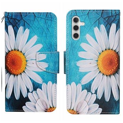 For Samsung Galaxy S25 5G Colored Drawing Pattern Leather Phone Case(Chrysanthemum) - Galaxy S25 5G Cases by buy2fix | Online Shopping UK | buy2fix