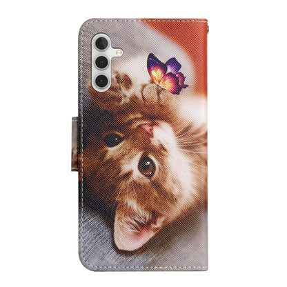 For Samsung Galaxy S25 5G Colored Drawing Pattern Leather Phone Case(Butterfly Cat) - Galaxy S25 5G Cases by buy2fix | Online Shopping UK | buy2fix