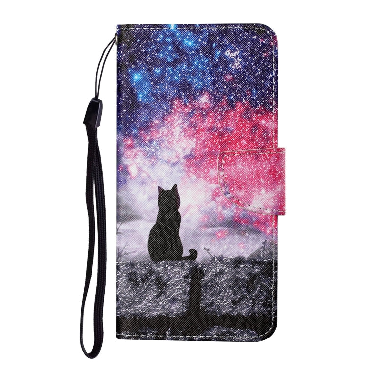 For Samsung Galaxy S25+ 5G Colored Drawing Pattern Leather Phone Case(Star Sky Cat) - Galaxy S25+ 5G Cases by buy2fix | Online Shopping UK | buy2fix