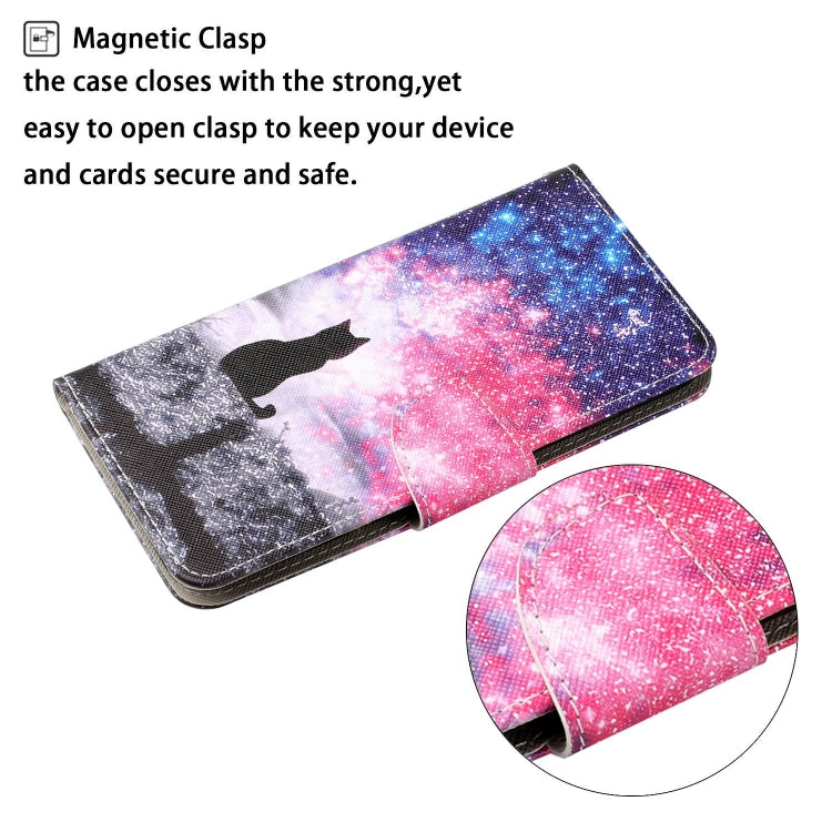 For Samsung Galaxy S25+ 5G Colored Drawing Pattern Leather Phone Case(Star Sky Cat) - Galaxy S25+ 5G Cases by buy2fix | Online Shopping UK | buy2fix