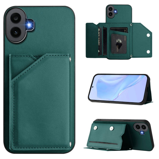 For Nothing CMF Phone 1 Skin Feel Four Card Slots Phone Case with Wrist Strap(Green) - More Brand by buy2fix | Online Shopping UK | buy2fix