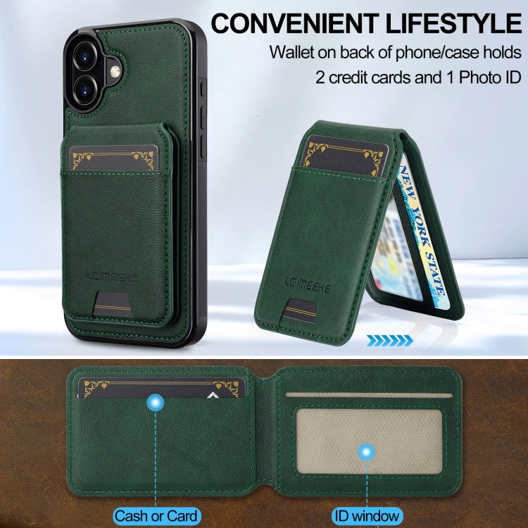 For iPhone 16 Plus LC.IMEEKE L3 Series Detachable RFID Card Bag Magsafe Phone Case(Green) - iPhone 16 Plus Cases by LC.IMEEKE | Online Shopping UK | buy2fix