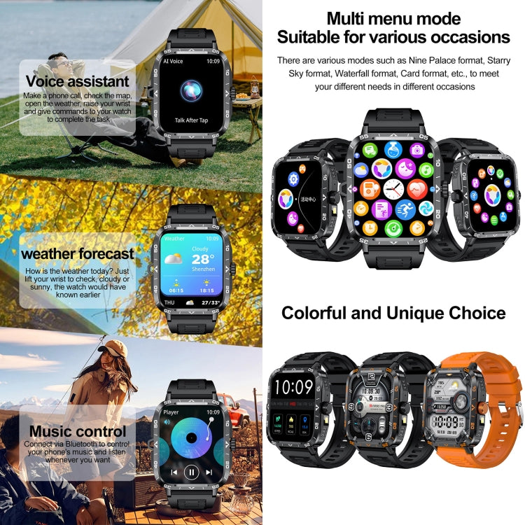 ZW59 1.95 inch BT Call Sports Smart Watch, Blood Oxygen / Heart Rate / Remote Photography(Orange) - Smart Wristbands by buy2fix | Online Shopping UK | buy2fix