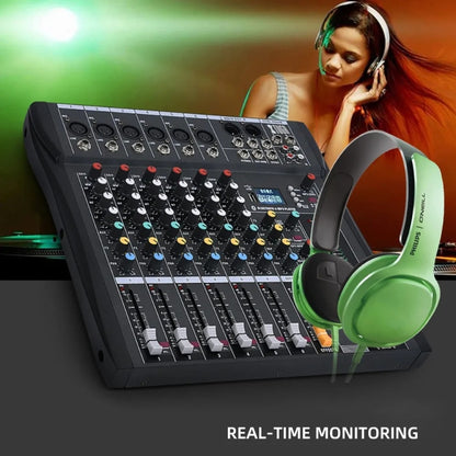 XTUGA CT60X 6-Channels Audio Mixer DJ Mixing Console with 48V Power Supply(UK Plug) - Live Sound Effects Processors by XTUGA | Online Shopping UK | buy2fix