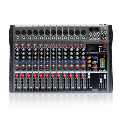 XTUGA CT120X 12-Channels Audio Mixer DJ Mixing Console with 48V Power Supply(EU Plug) - Live Sound Effects Processors by XTUGA | Online Shopping UK | buy2fix