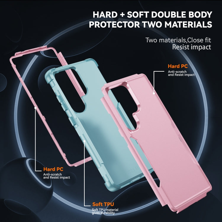 For Samsung Galaxy S25 Ultra 5G TPU + PC Shockproof Protective Phone Case(Pink + Grey Green) - Galaxy S25 Ultra 5G Cases by buy2fix | Online Shopping UK | buy2fix