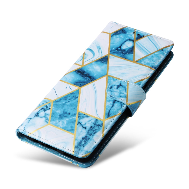 For Samsung Galaxy S25 5G Marble Bronzing Stitching Leather Phone Case(Blue) - Galaxy S25 5G Cases by buy2fix | Online Shopping UK | buy2fix