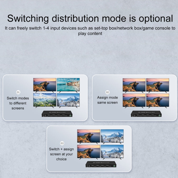 Measy MT4342 4K 30Hz 4 In 2 Out HDMI Matrix Switch Support Seamless Switching, UK Plug(Black) - Switch by Measy | Online Shopping UK | buy2fix