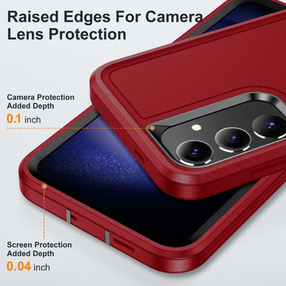 For Samsung Galaxy S24 / S25 5G Rugged PC Hybrid Silicone Phone Case with Holder(Red+Black) - Galaxy S25 5G Cases by buy2fix | Online Shopping UK | buy2fix